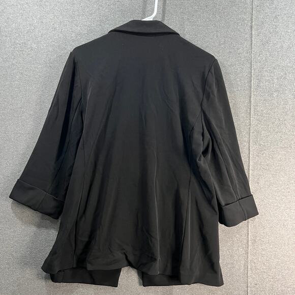 GRAVER Susan Graver LK Fusion 3/4 Sly Cutaway Hem Blazer Black Size Large - Picture 2 of 12